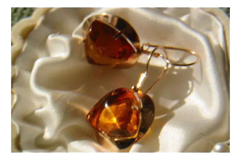 Russian Soviet silver rose gold plated 925 Amber earrings veab006